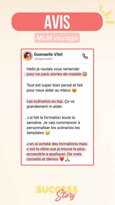 Avis client · produit digital Sun Influence