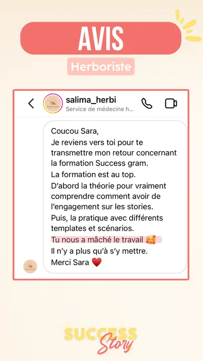 Avis client · produit digital Sun Influence
