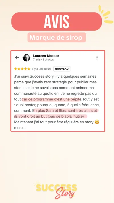 Avis client · produit digital Sun Influence