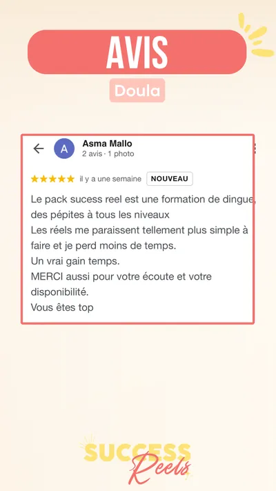 Avis client · produit digital Sun Influence