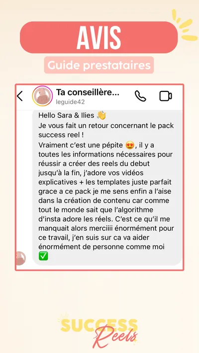 Avis client · produit digital Sun Influence
