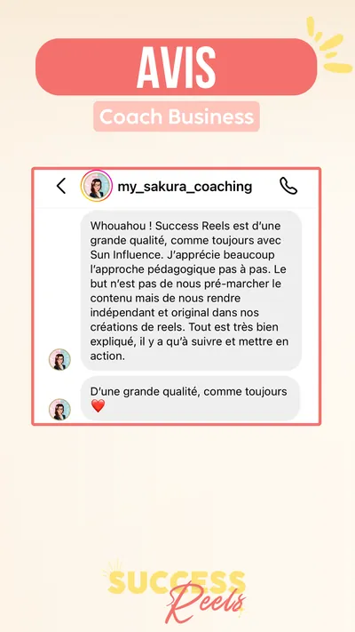 Avis client · produit digital Sun Influence