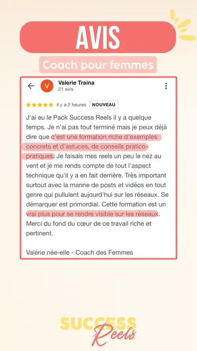 Avis client · produit digital Sun Influence