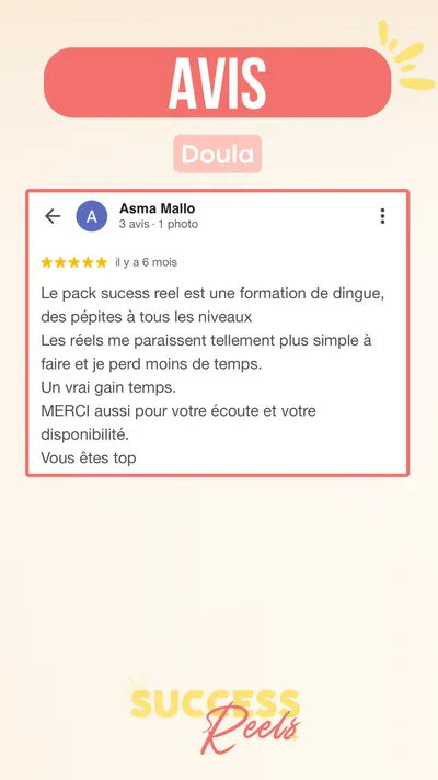 Avis client · produit digital Sun Influence