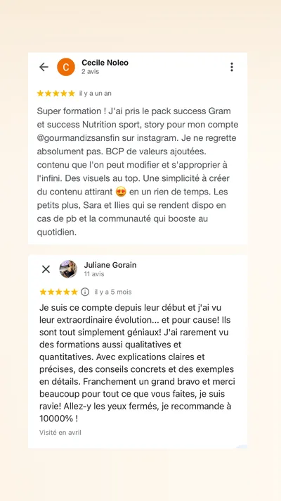 Avis client · produit digital Sun Influence