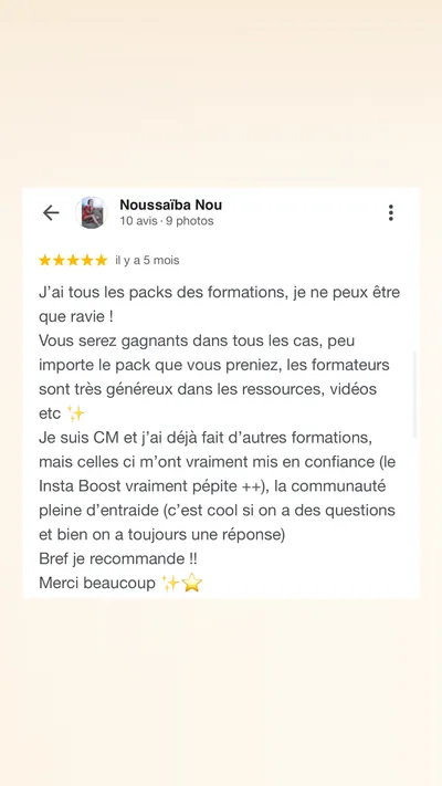 Avis client · produit digital Sun Influence