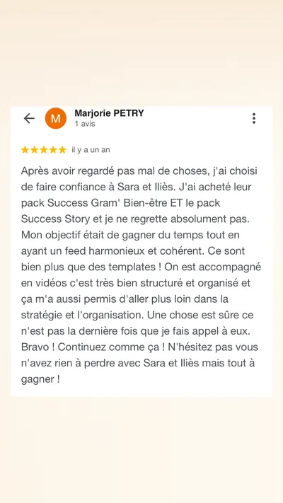 Avis client · produit digital Sun Influence