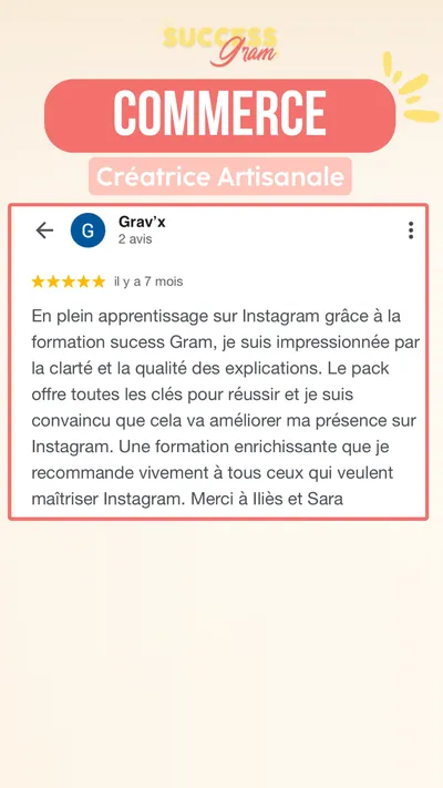 Avis client · produit digital Sun Influence