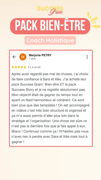 Avis client · produit digital Sun Influence