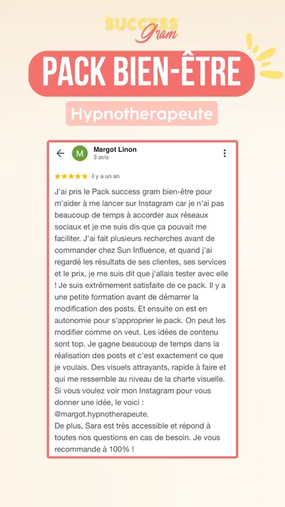Avis client · produit digital Sun Influence