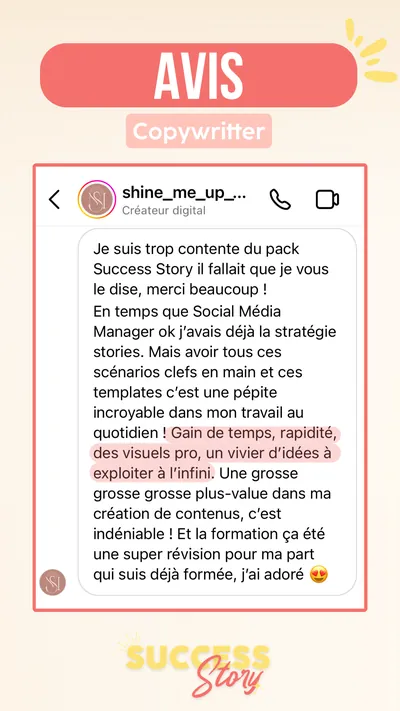 Avis client · produit digital Sun Influence