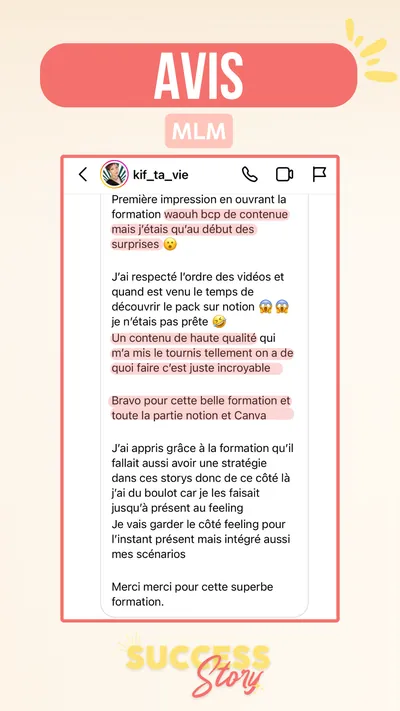 Avis client · produit digital Sun Influence