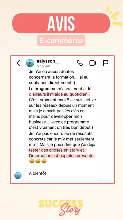 Avis client · produit digital Sun Influence
